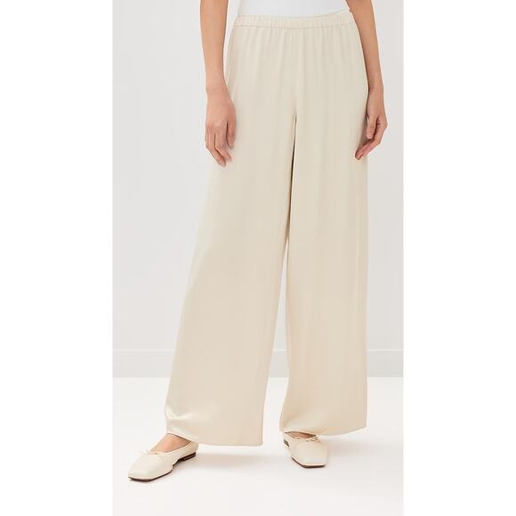Jenni Kayne Ivory Demi Wide Leg Pants Relaxed Fit Silky Rayon Trousers Large - Picture 10 of 11